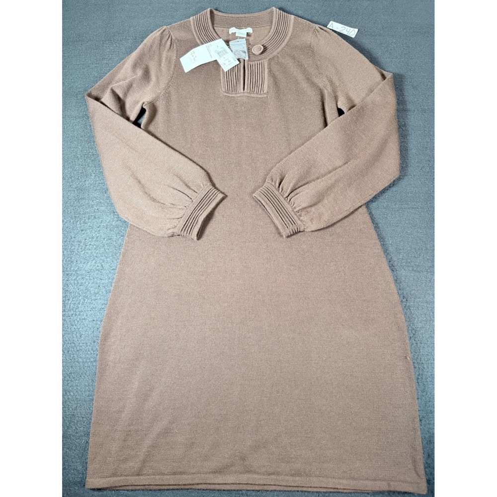 Design History Brown 100% Merino Wool Long Sleeve Sweater Dress Peat XL HA28281